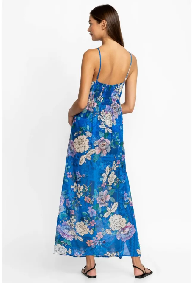 Women Johnny Was Swim and Resort Blue Dove Back Tie Strappy Maxi Dress Blue Dove