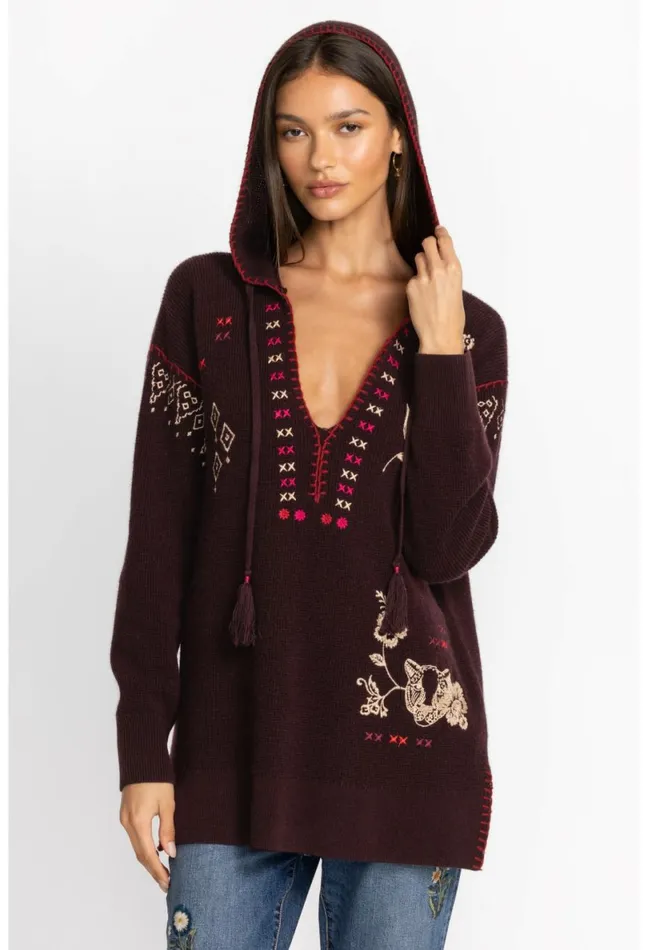 Women Johnny Was Tops Ivey Baja Pullover Eggplant