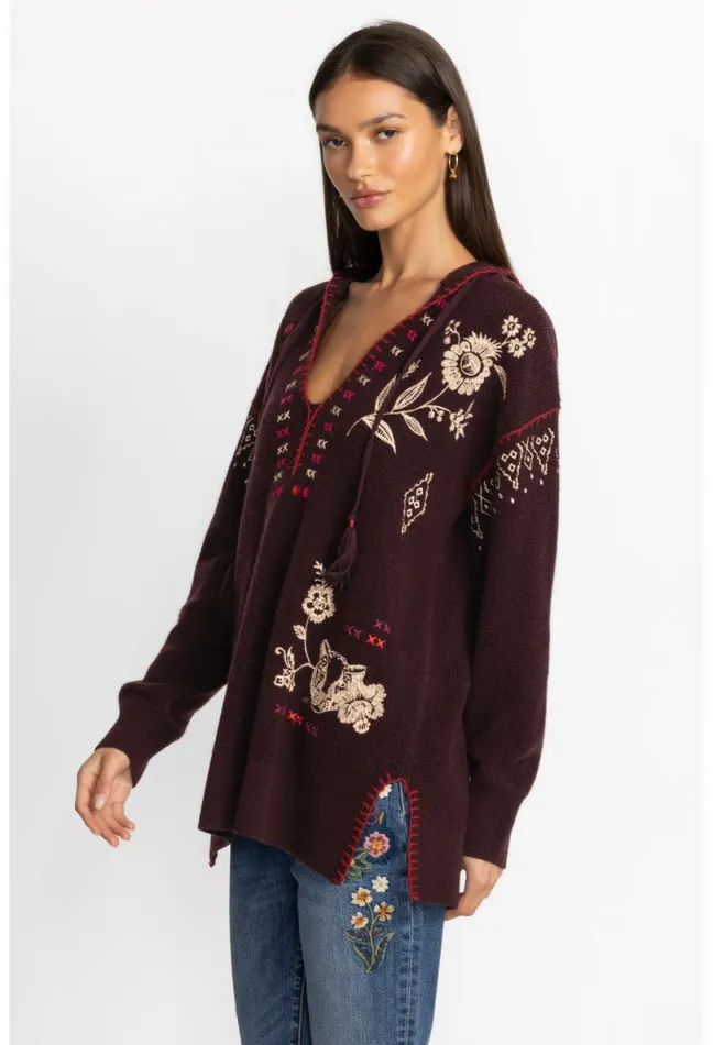 Women Johnny Was Tops Ivey Baja Pullover Eggplant
