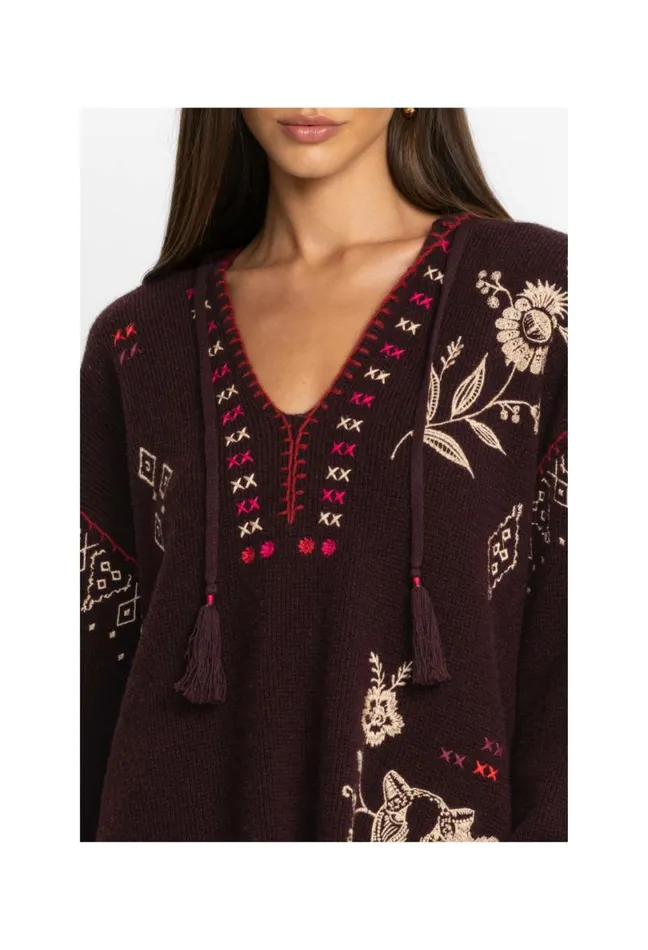Women Johnny Was Tops Ivey Baja Pullover Eggplant