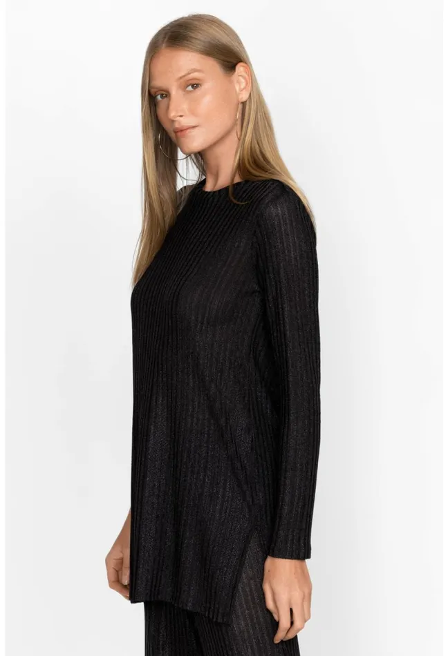 Women Johnny Was Tops Jenna Metallic Tunic Black