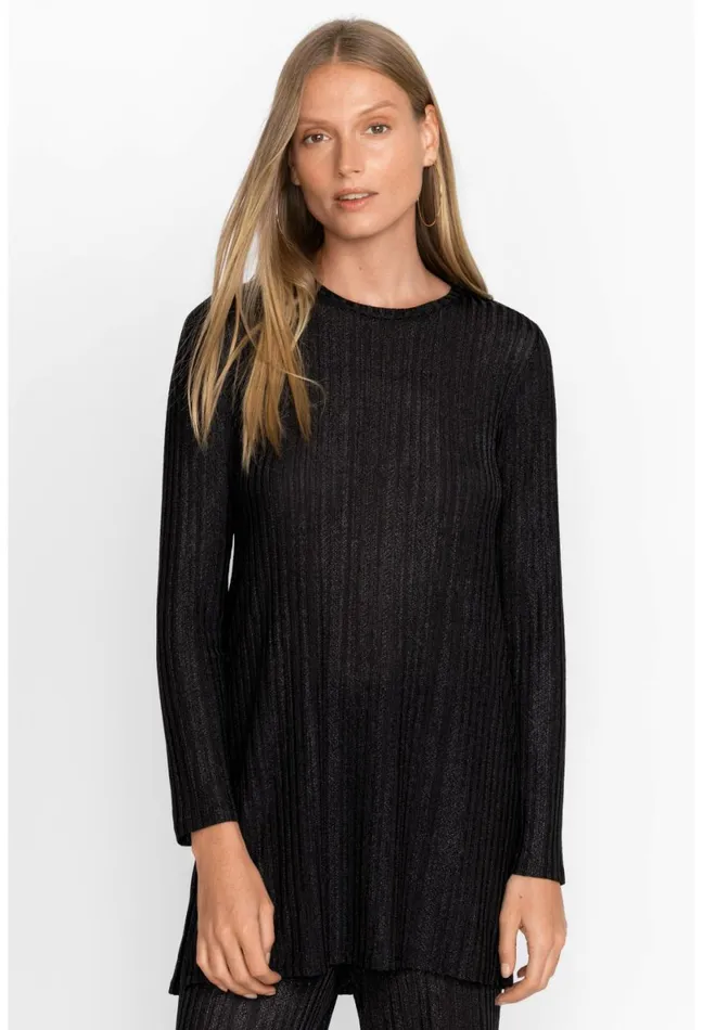Women Johnny Was Tops Jenna Metallic Tunic Black