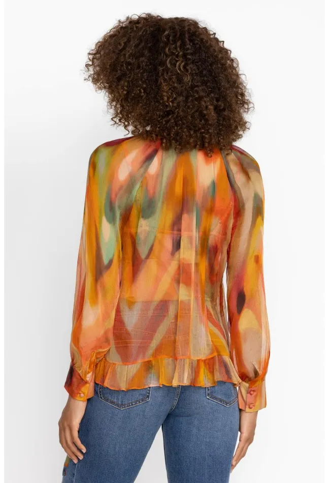 Women Johnny Was Tops Radika Silk Blouse Multi