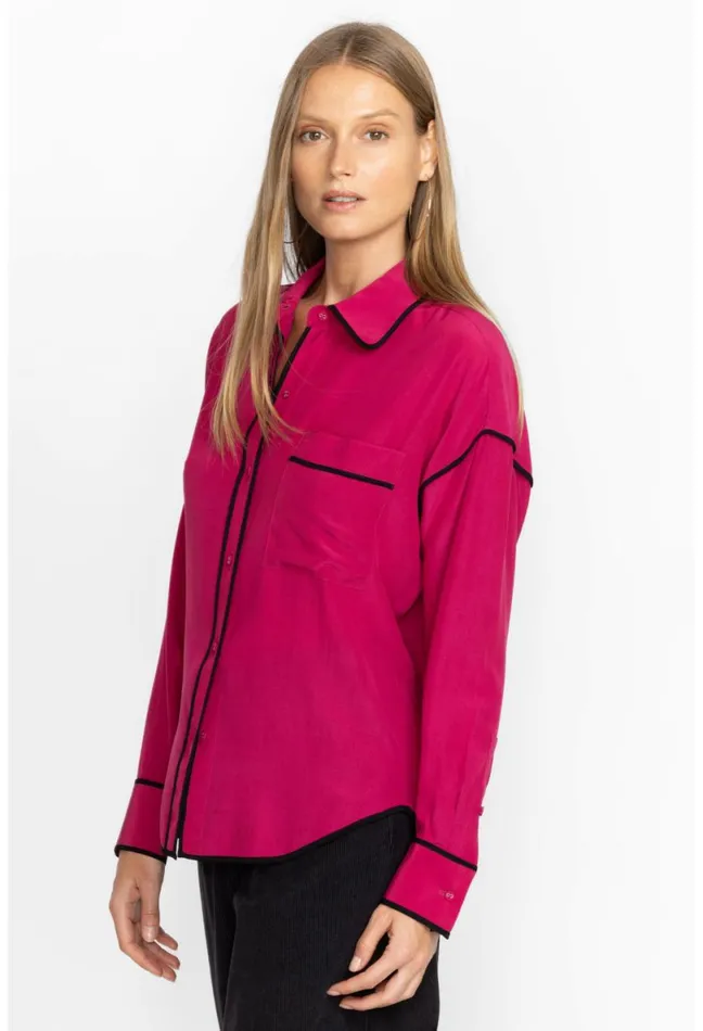 Women Johnny Was Tops Relaxed Button Down With Piping Vivacious