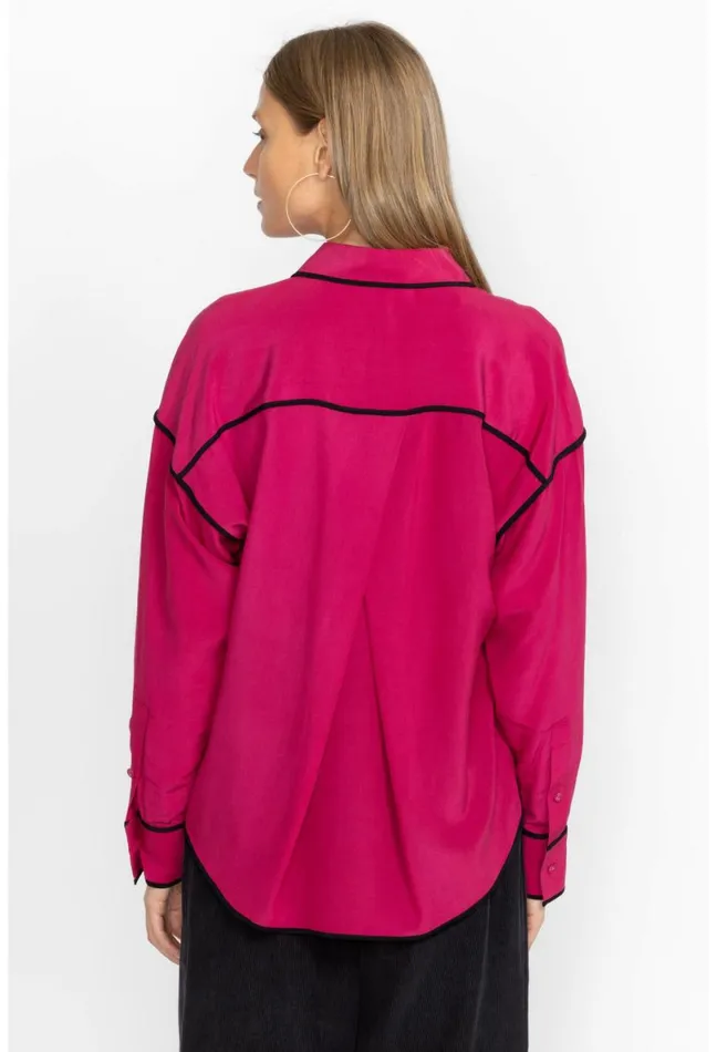 Women Johnny Was Tops Relaxed Button Down With Piping Vivacious