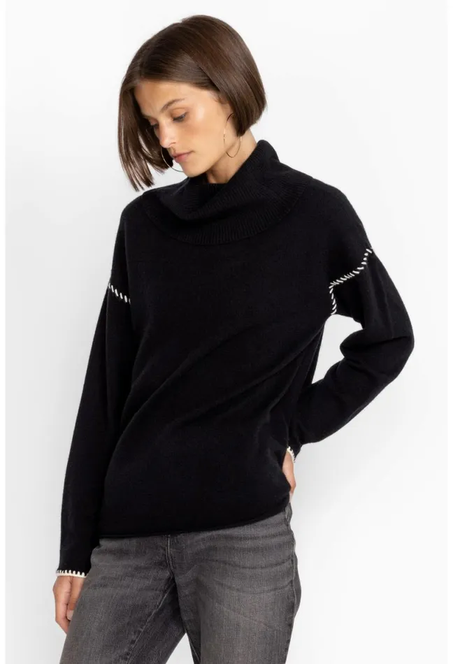 Women Johnny Was Tops Rhode Cowl Neck Sweater Black