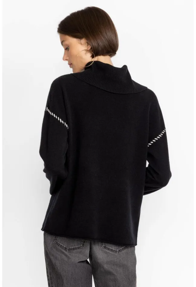 Women Johnny Was Tops Rhode Cowl Neck Sweater Black
