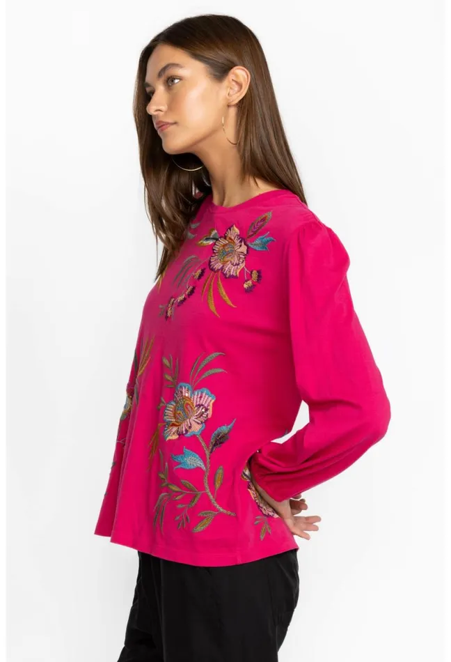 Women Johnny Was Tops Sidonia Bishop Sleeve Sequin Tee Vivacious