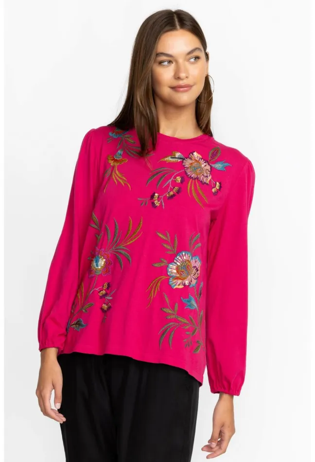 Women Johnny Was Tops Sidonia Bishop Sleeve Sequin Tee Vivacious