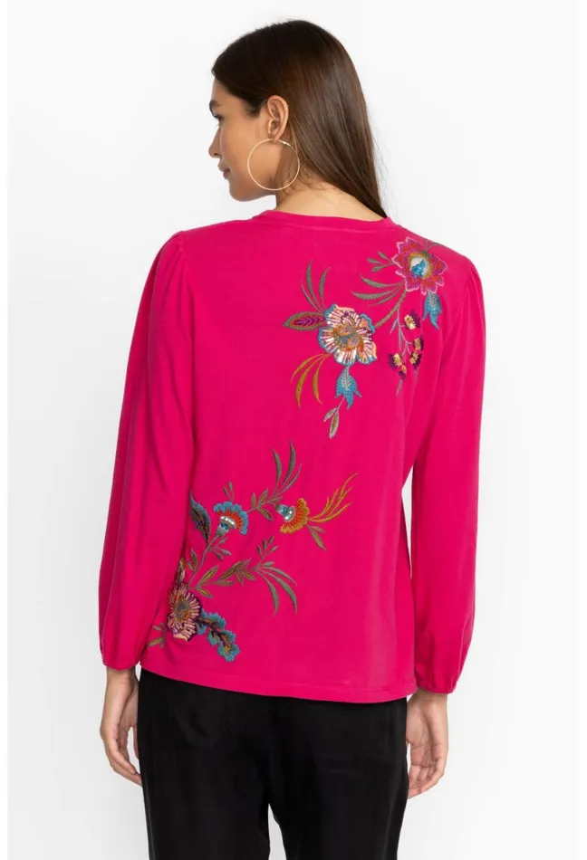 Women Johnny Was Tops Sidonia Bishop Sleeve Sequin Tee Vivacious