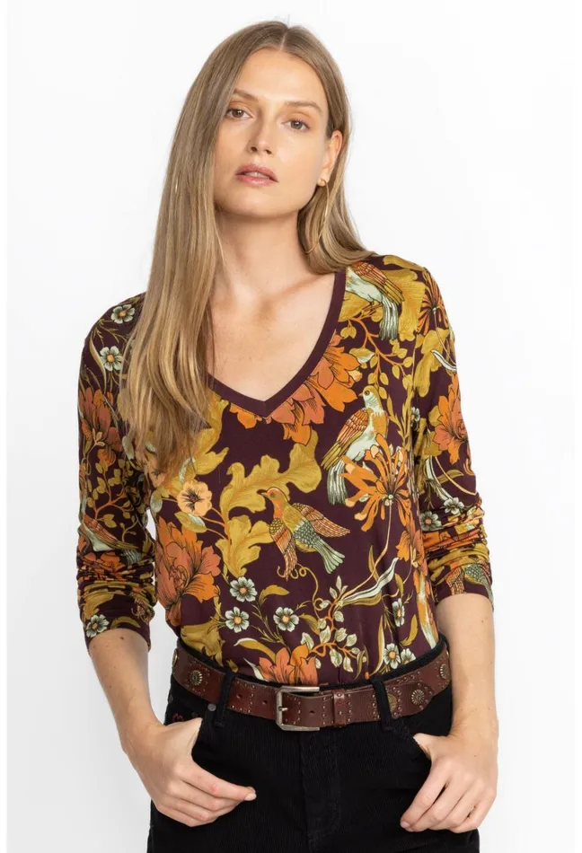 Women Johnny Was Tops The Janie Favorite Long Sleeve VNeck Tee Valeria