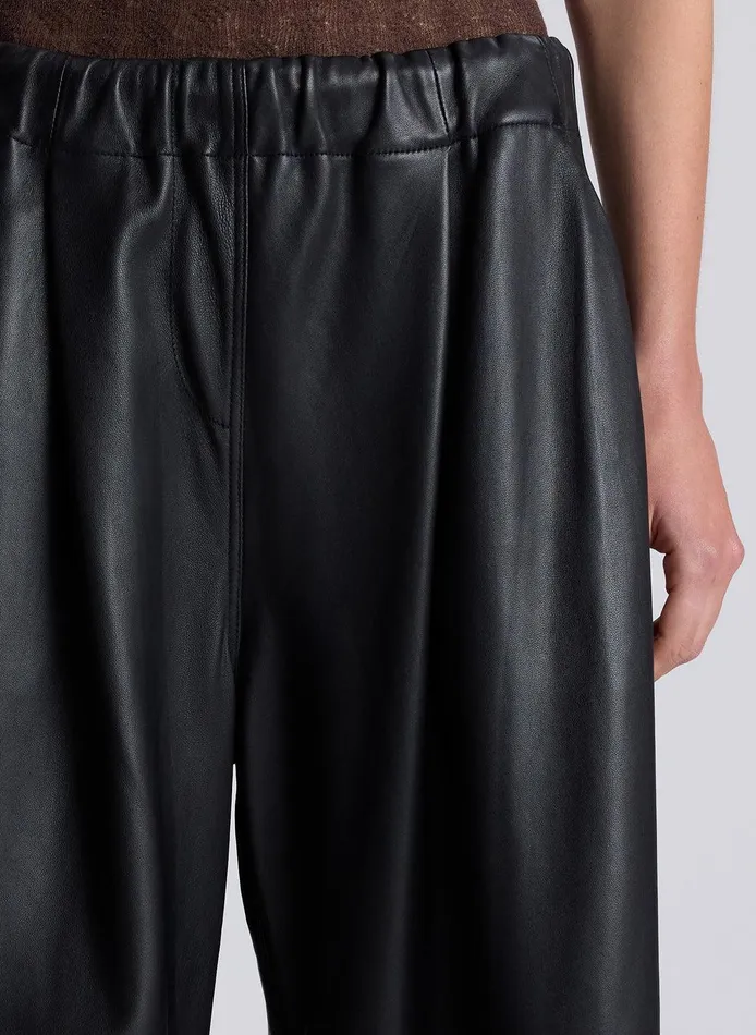 Women Jones Leather Wide Leg Pant Black ALC Bottoms