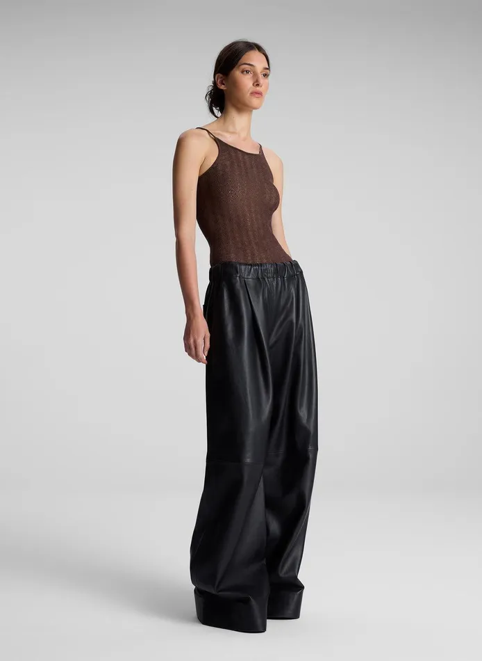 Women Jones Leather Wide Leg Pant Black ALC Bottoms