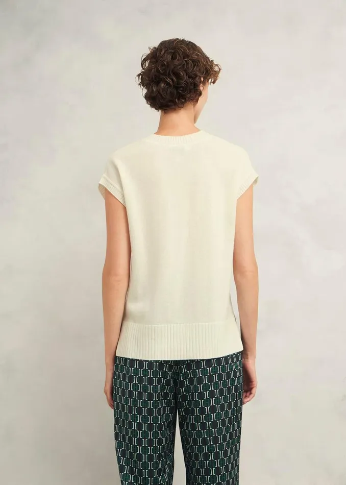Women Jumpers and Cardigans Hobbs Brooksfirth Wool Cashmere Knitted Vest Warm Ivory