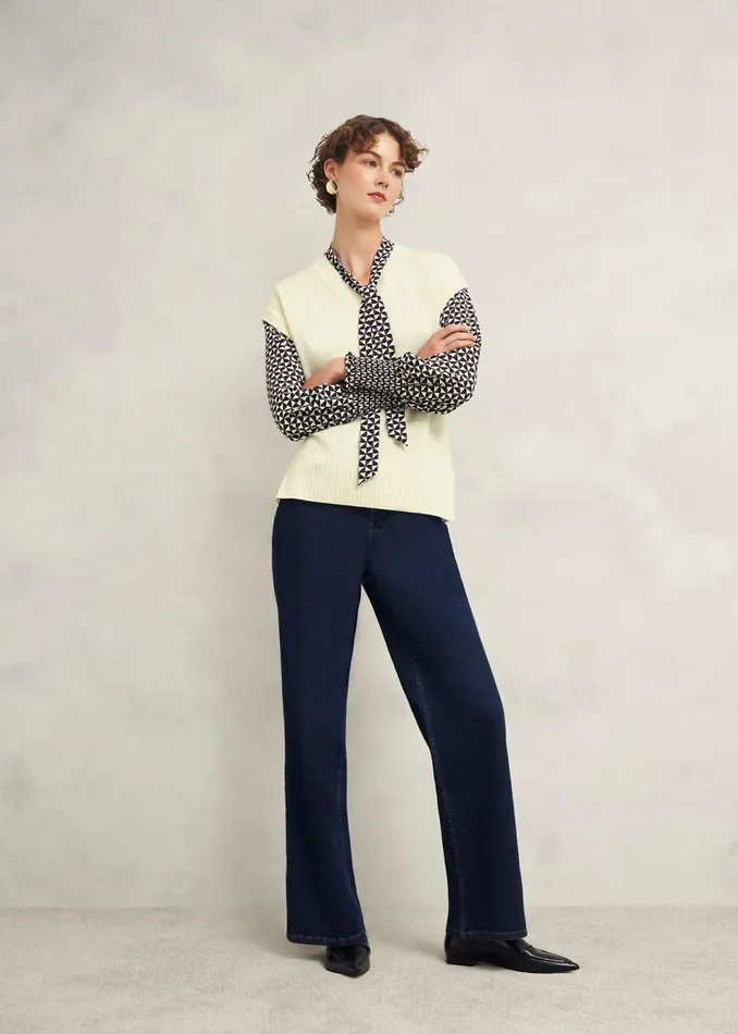 Women Jumpers and Cardigans Hobbs Brooksfirth Wool Cashmere Knitted Vest Warm Ivory