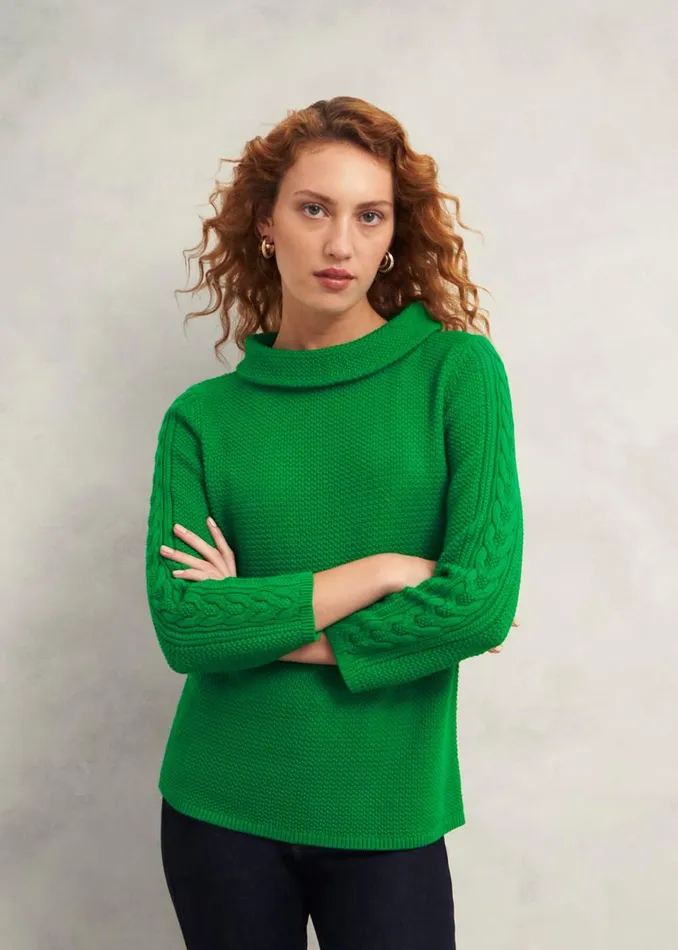 Women Jumpers and Cardigans Hobbs Camilla Cotton Jumper Lush Green