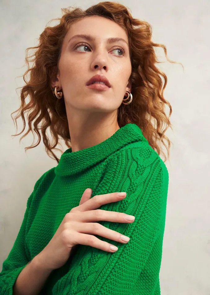 Women Jumpers and Cardigans Hobbs Camilla Cotton Jumper Lush Green