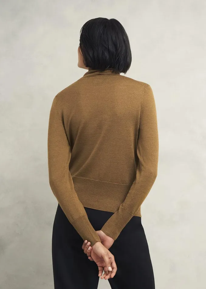 Women Jumpers and Cardigans Hobbs Clarendon Wool Silk Roll Neck Jumper Classic Vicuna