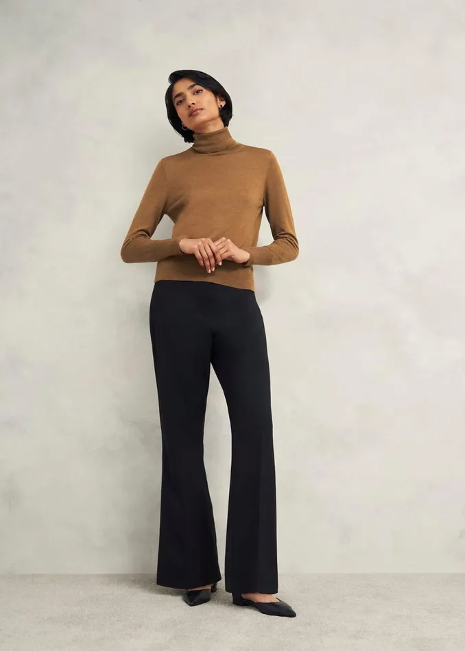 Women Jumpers and Cardigans Hobbs Clarendon Wool Silk Roll Neck Jumper Classic Vicuna
