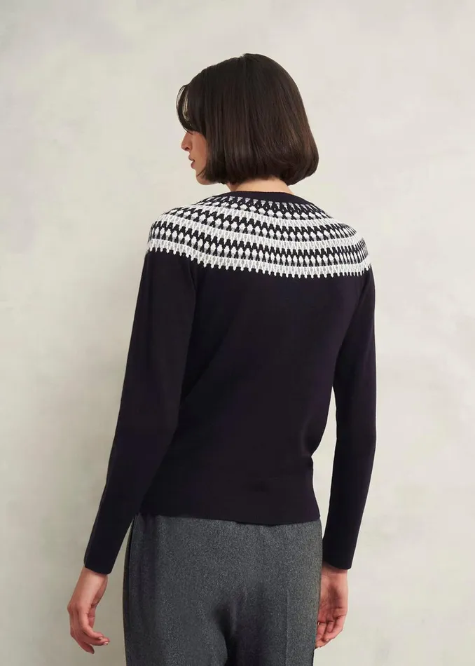 Women Jumpers and Cardigans Hobbs Greta Sparkle Fairisle Jumper Navy Multi