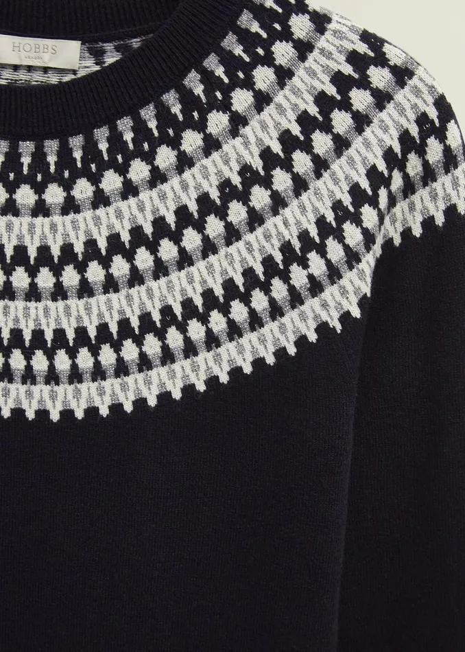 Women Jumpers and Cardigans Hobbs Greta Sparkle Fairisle Jumper Navy Multi