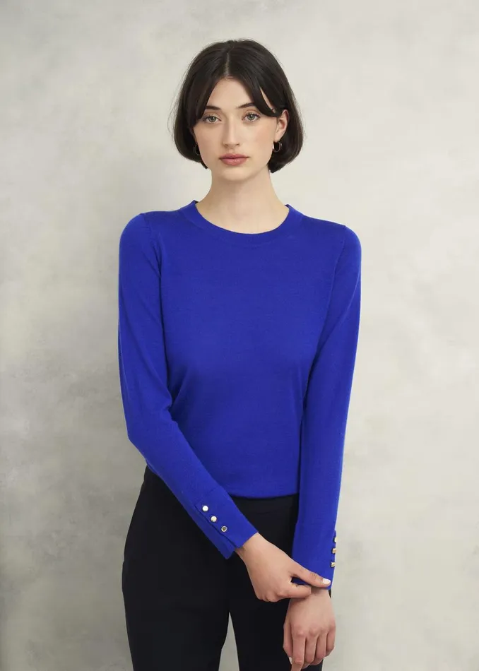 Women Jumpers and Cardigans Hobbs Penny Merino Wool Jumper Eclipse Blue