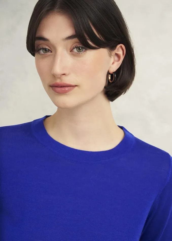 Women Jumpers and Cardigans Hobbs Penny Merino Wool Jumper Eclipse Blue