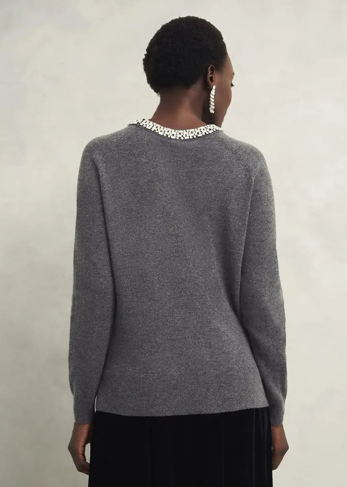 Women Jumpers and Cardigans Hobbs Sherry Jumper With Cashmere Charcoal Grey