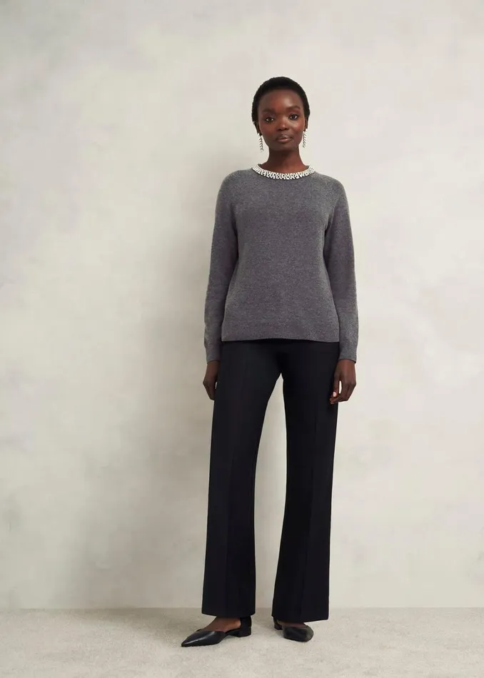 Women Jumpers and Cardigans Hobbs Sherry Jumper With Cashmere Charcoal Grey
