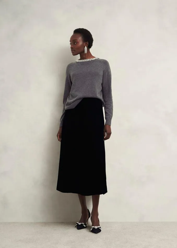 Women Jumpers and Cardigans Hobbs Sherry Jumper With Cashmere Charcoal Grey
