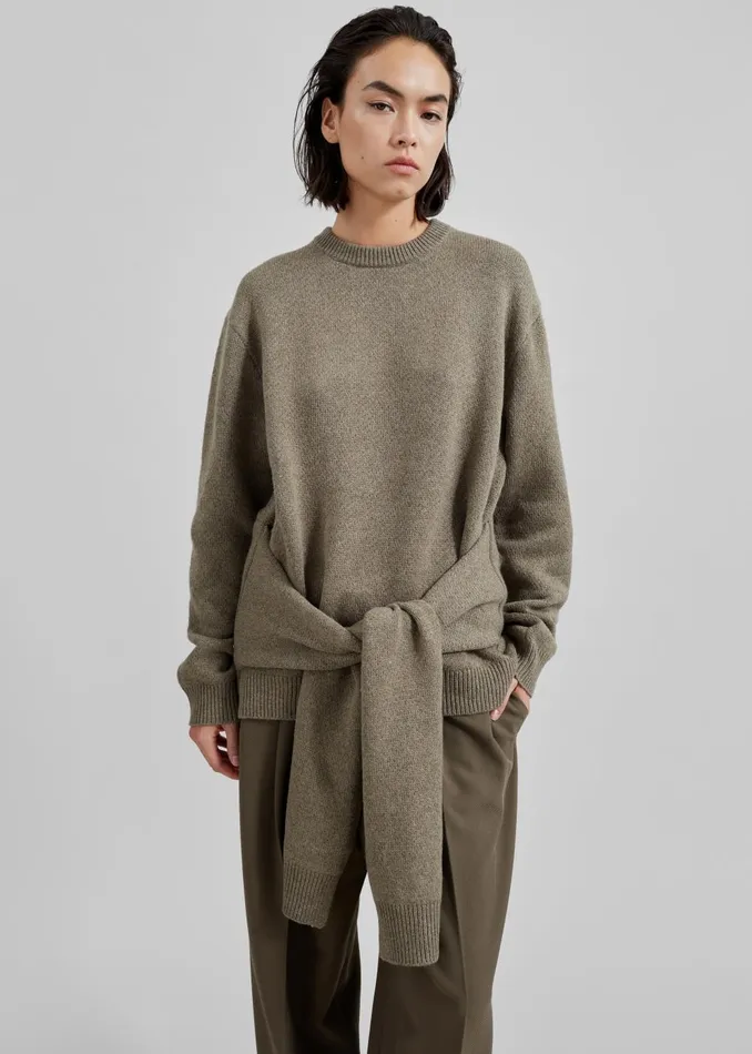 Women Jw Anderson Draped Tie Front Jumper 8211 Khaki The Frankie Shop Knitwear