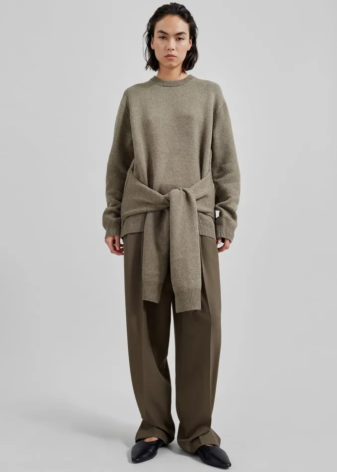 Women Jw Anderson Draped Tie Front Jumper 8211 Khaki The Frankie Shop Knitwear