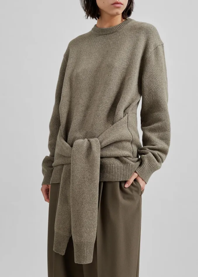 Women Jw Anderson Draped Tie Front Jumper 8211 Khaki The Frankie Shop Knitwear