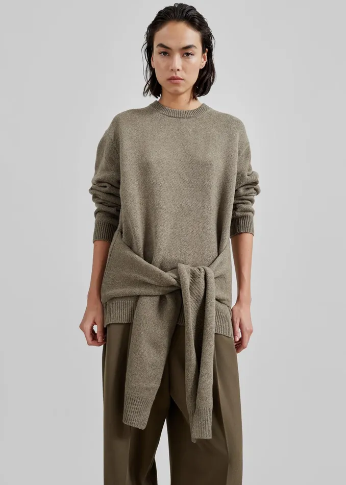 Women Jw Anderson Draped Tie Front Jumper 8211 Khaki The Frankie Shop Knitwear