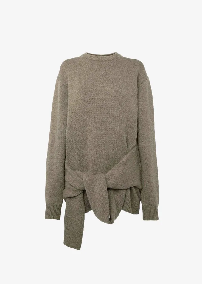 Women Jw Anderson Draped Tie Front Jumper 8211 Khaki The Frankie Shop Knitwear