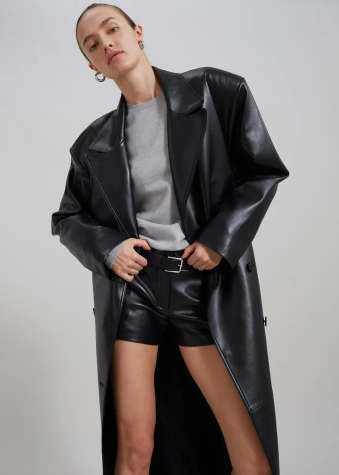 Women Kate Faux Leather Shorts 8211 Black The Frankie Shop Bottoms