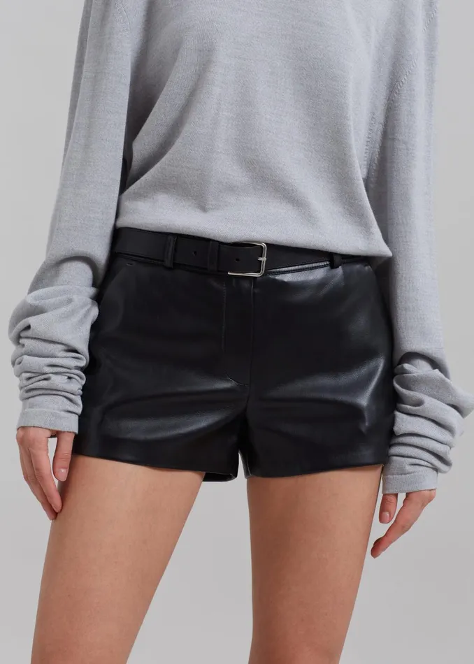 Women Kate Faux Leather Shorts 8211 Black The Frankie Shop Bottoms