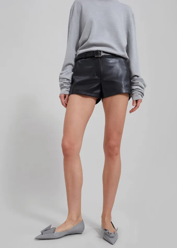 Women Kate Faux Leather Shorts 8211 Black The Frankie Shop Bottoms