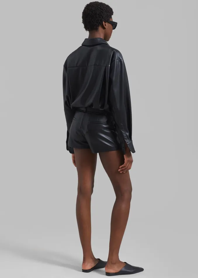 Women Kate Faux Leather Shorts 8211 Black The Frankie Shop Bottoms