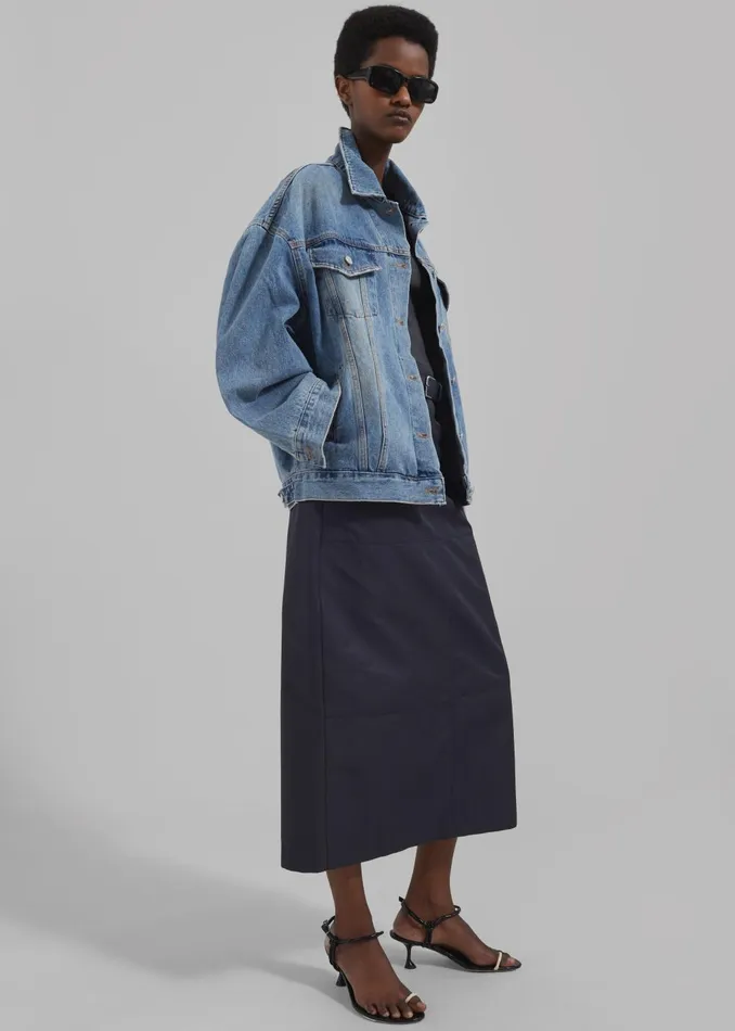 Women Katell Denim Jacket 8211 Worn Wash The Frankie Shop Outerwear
