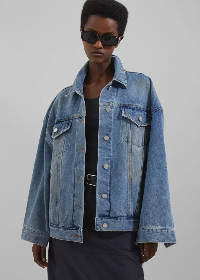 Women Katell Denim Jacket 8211 Worn Wash The Frankie Shop Outerwear
