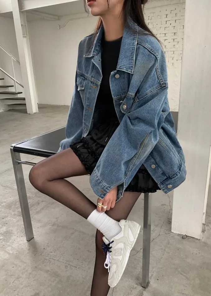 Women Katell Denim Jacket 8211 Worn Wash The Frankie Shop Outerwear