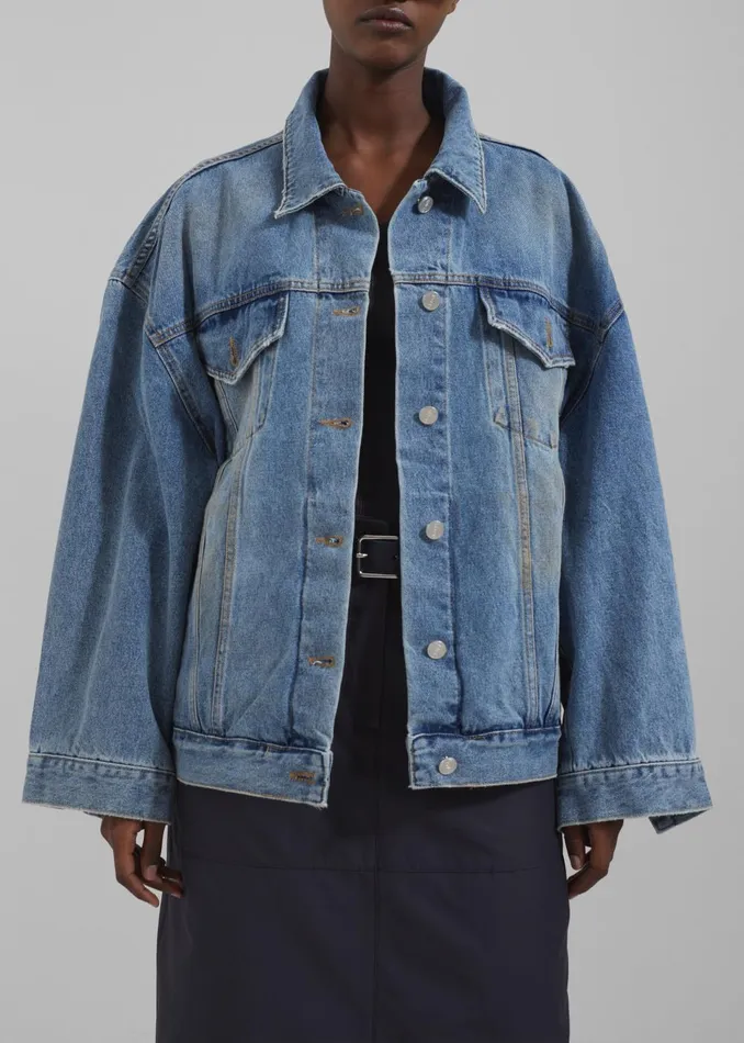 Women Katell Denim Jacket 8211 Worn Wash The Frankie Shop Outerwear