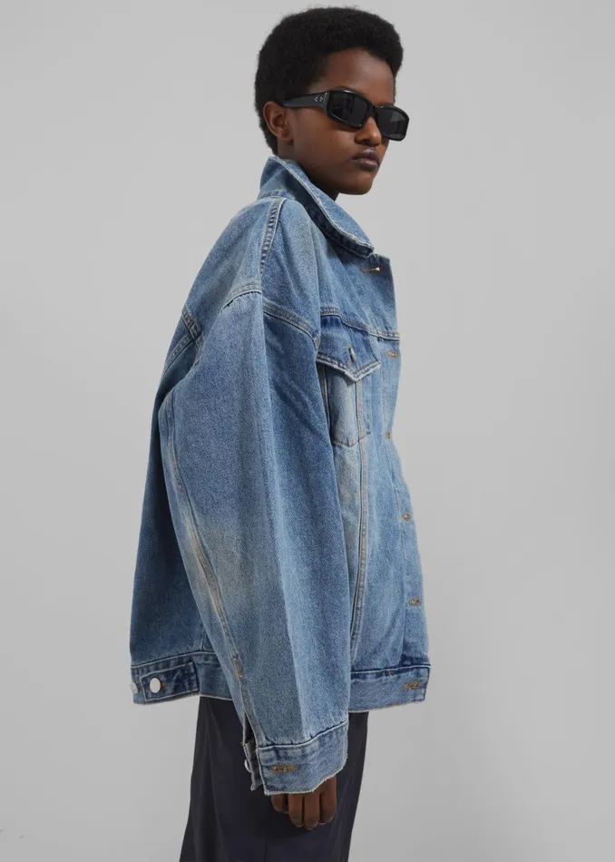 Women Katell Denim Jacket 8211 Worn Wash The Frankie Shop Outerwear