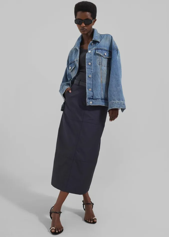 Women Katell Denim Jacket 8211 Worn Wash The Frankie Shop Outerwear