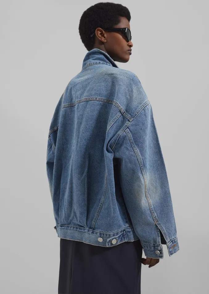 Women Katell Denim Jacket 8211 Worn Wash The Frankie Shop Outerwear