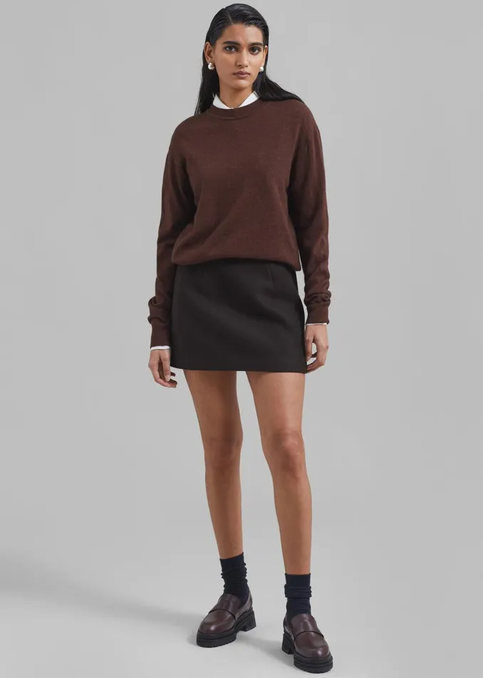 Women Kerrigan Wool Mini Skirt 8211 Brown The Frankie Shop Bottoms