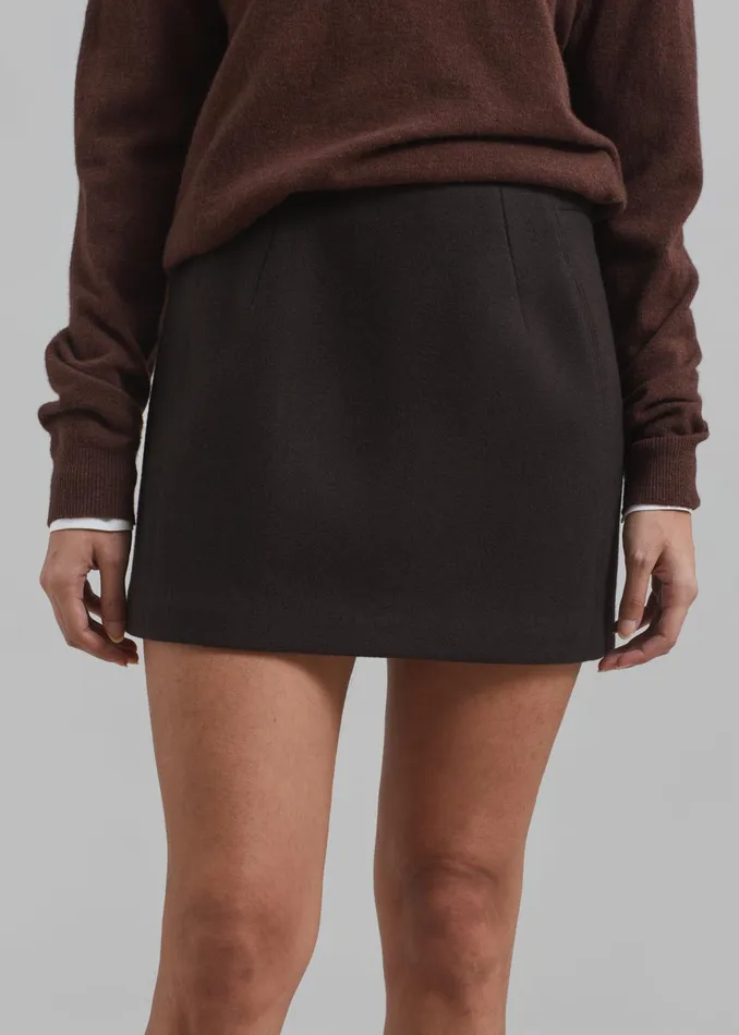 Women Kerrigan Wool Mini Skirt 8211 Brown The Frankie Shop Bottoms