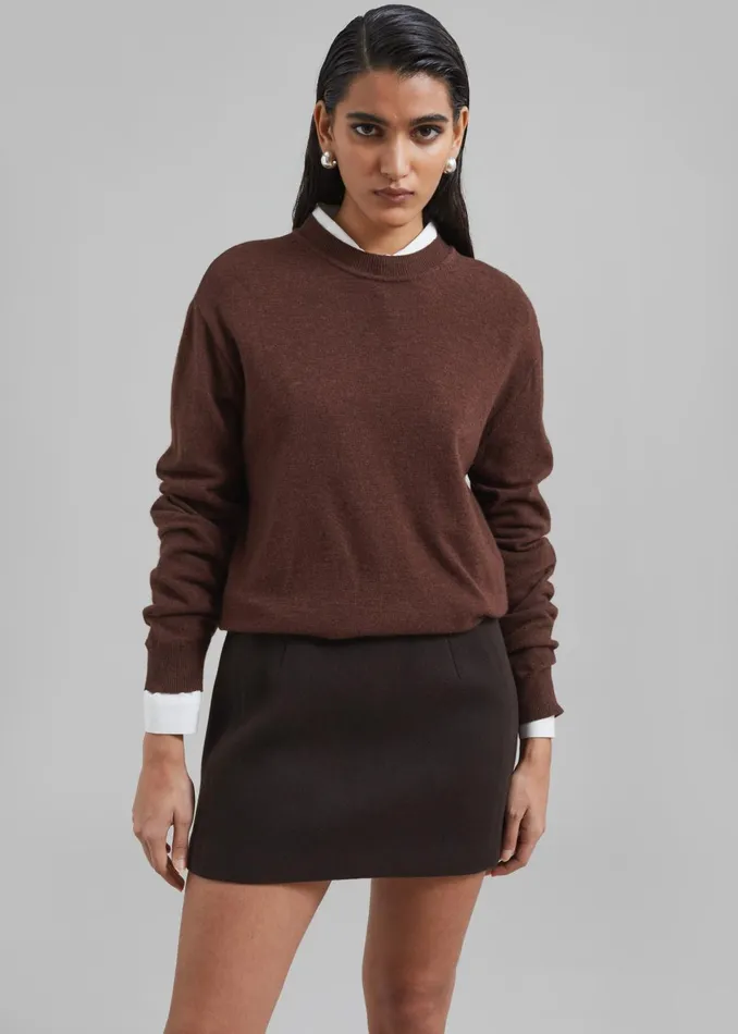 Women Kerrigan Wool Mini Skirt 8211 Brown The Frankie Shop Bottoms