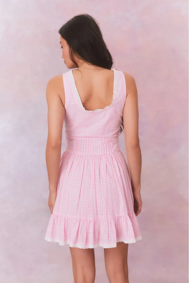 WomenKids Dresses LoveShackFancy Ceronne Gingham Cotton Mini Dress Sunkissed Rose WomenKids Dresses LoveShackFancy Ceronne Gingham Cotton Mini Dress Sunkissed Rose